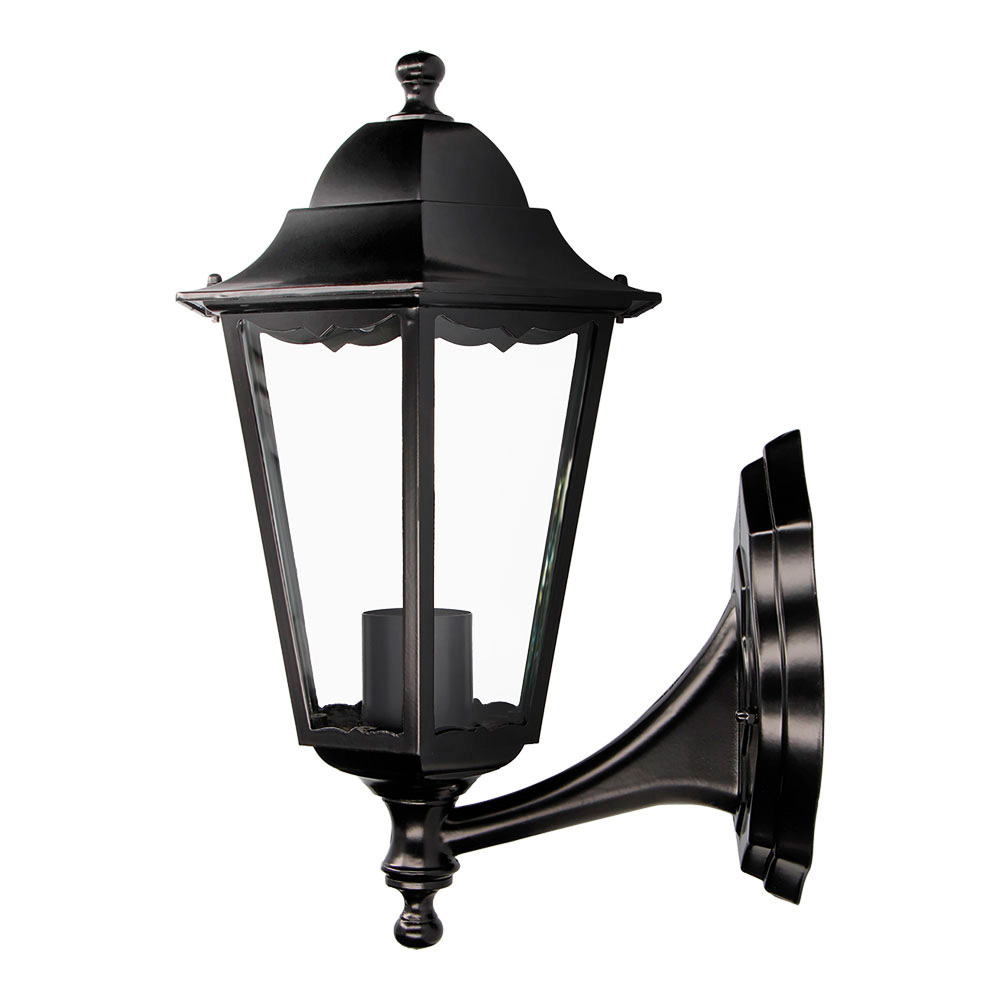 Ult. unidades candeeiro de alumínio e vidro para parede. ip44 e27 100w cor preto ø23x27x41cm modelo marsella. edm