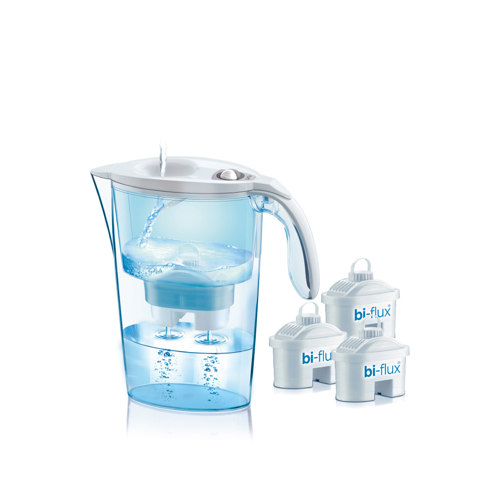 S.of kit jarro laica stream 2 3l branco + 3 filtros bi-flux j9047ws
