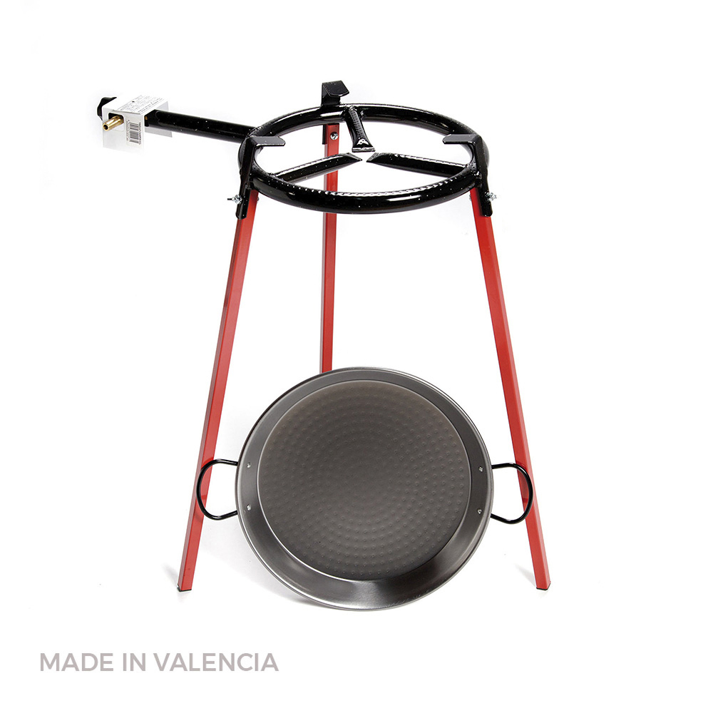 Set frigideiras polidas 38cm com tripode e queimador gas 300mm. vaello