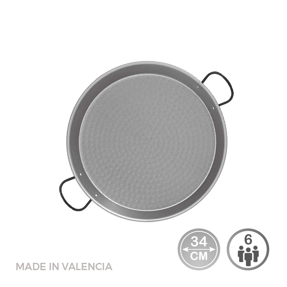 Figideira de aço polido para indução e vitrocerâmica ø34cm (6 porções). vaello