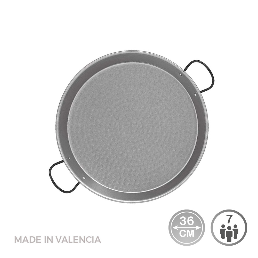 Figideira de aço polido para indução e vitrocerâmica ø36cm (7 porções). vaello