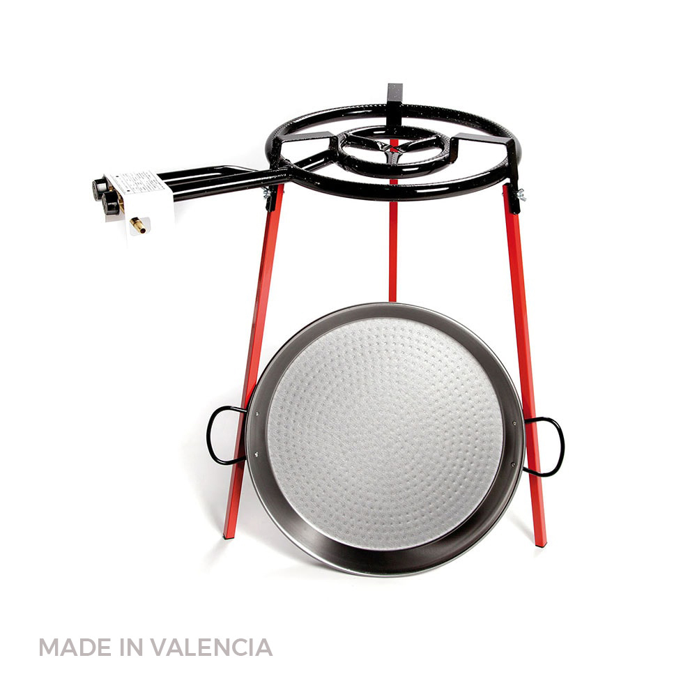Set frigideiras polidas 46cm com tripode e queimador gas 400mm vaello