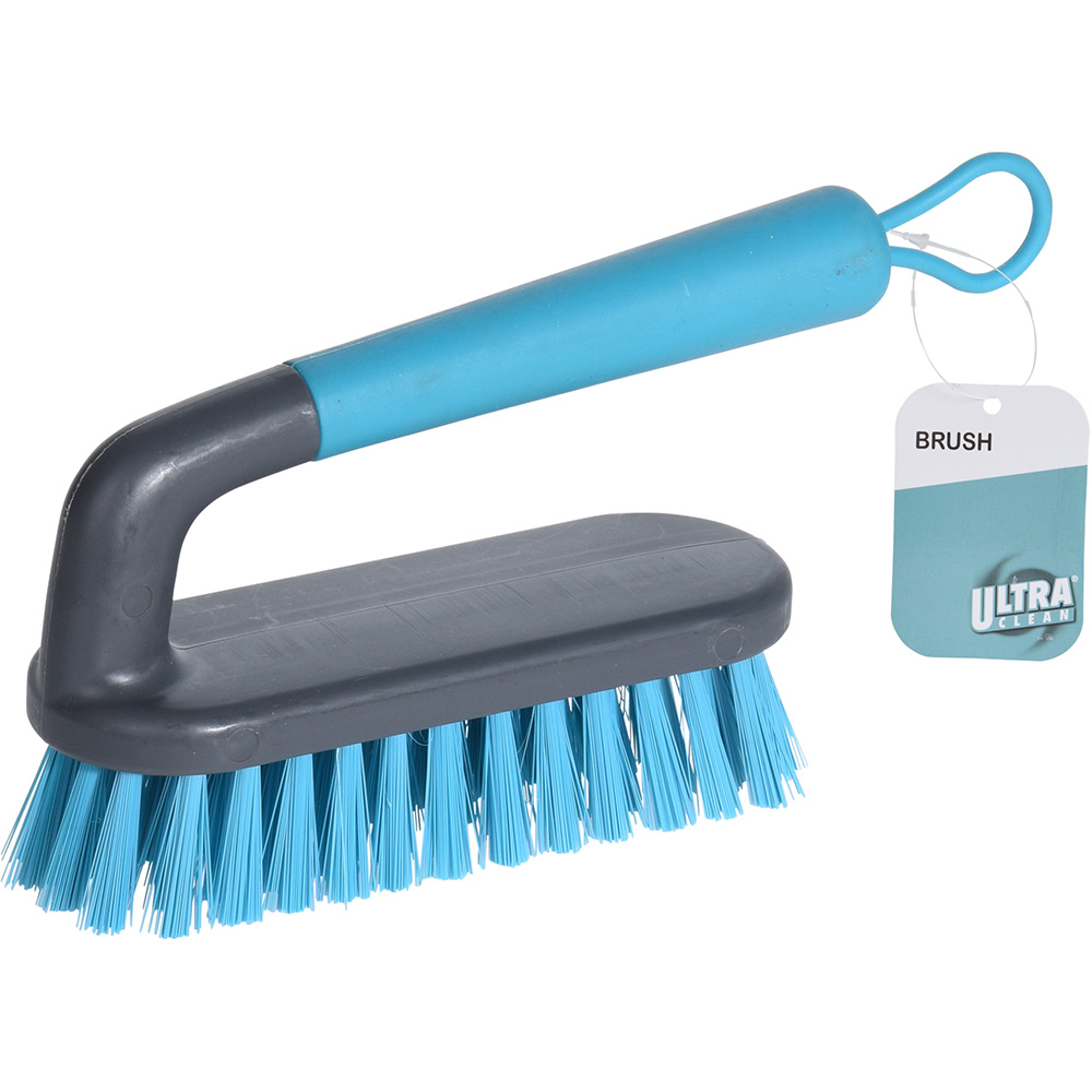 Escova de mão com punho antideslizante 5x19 5x10 5cm cor cinza e turquesa