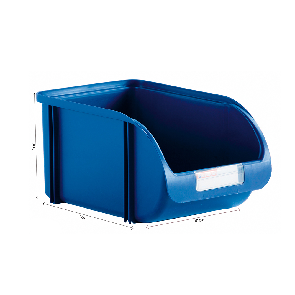Caixa contentora empilhável de 10cm cor titanium azul