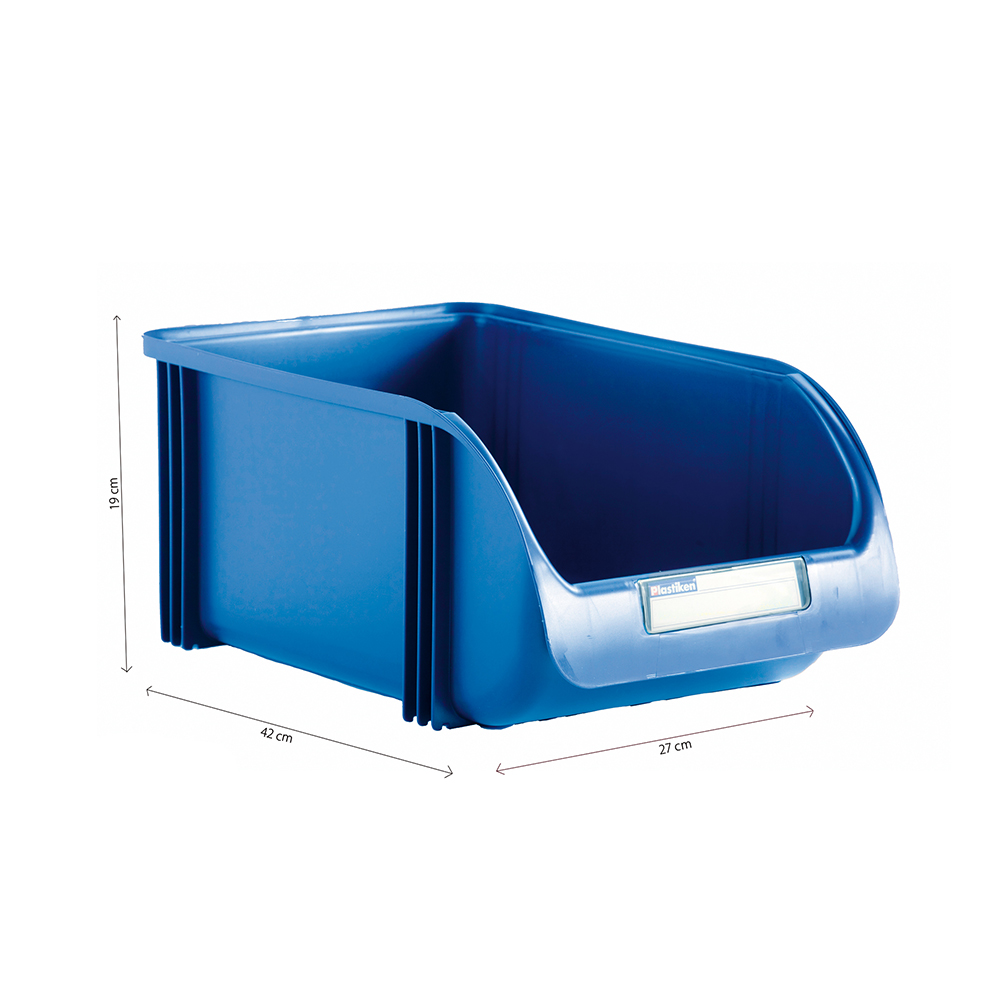 Caixa contentora empilhável de 27cm cor titanium azul