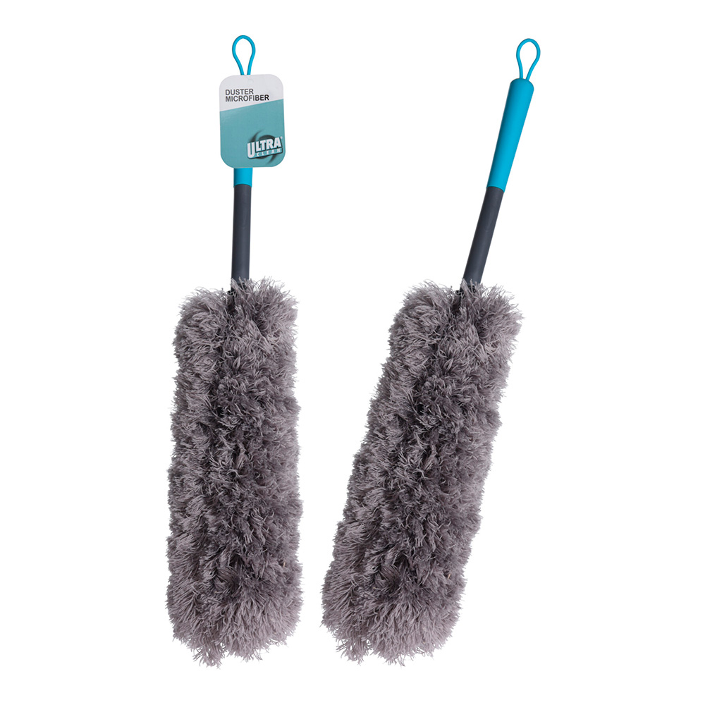 Espanador de fibra com punho antideslizante ø7x60cm cinza e cor turquesa