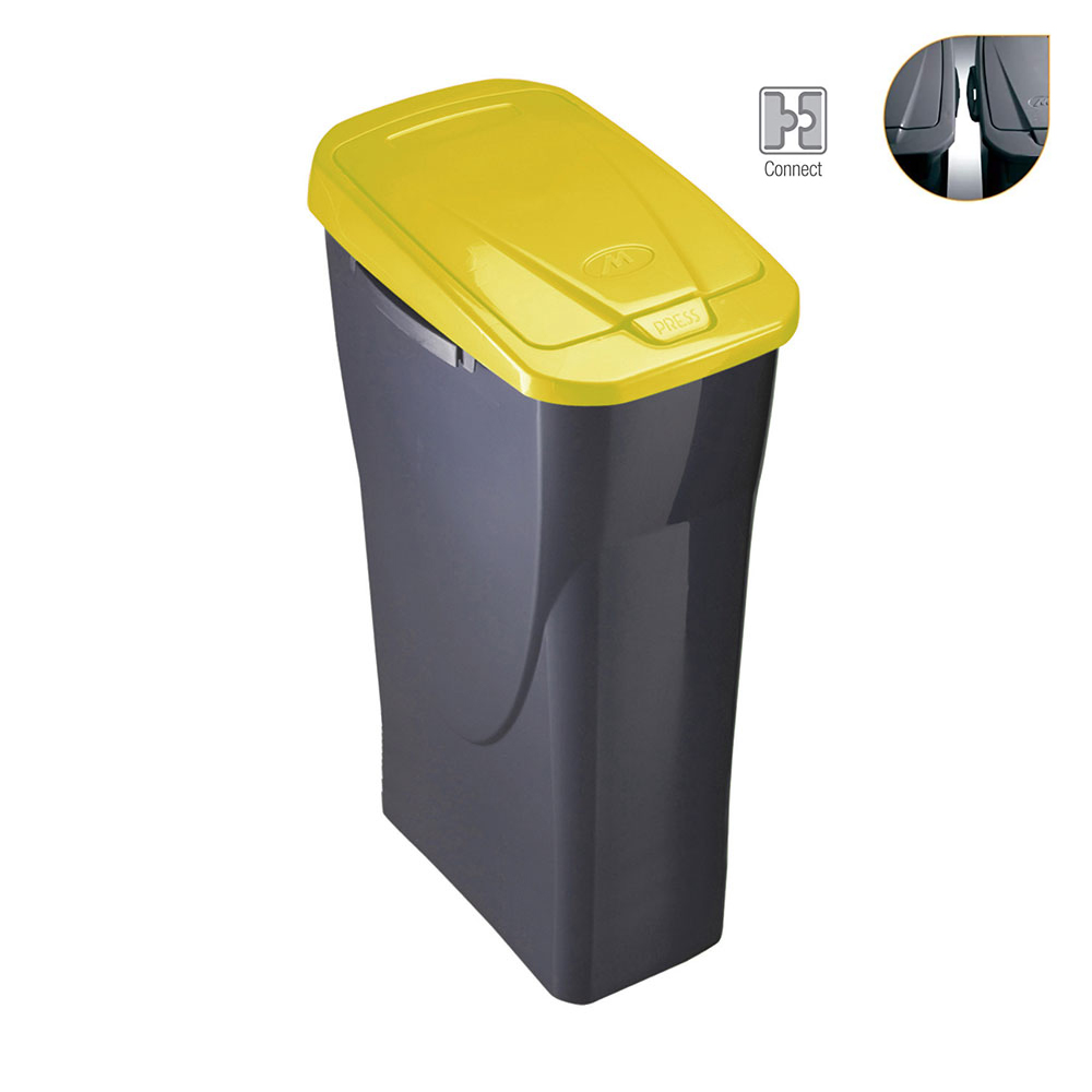 Balde de 25 litros ecobin com tampa de cor amarelo 21 5x36x51cm mondex