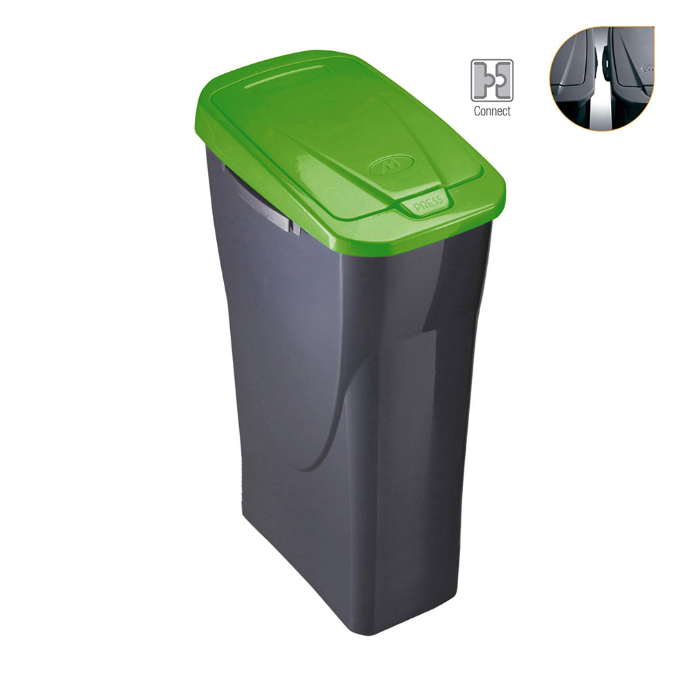 Balde de 25 litros ecobin com tampa de cor verde 21 5x36x51cm mondex