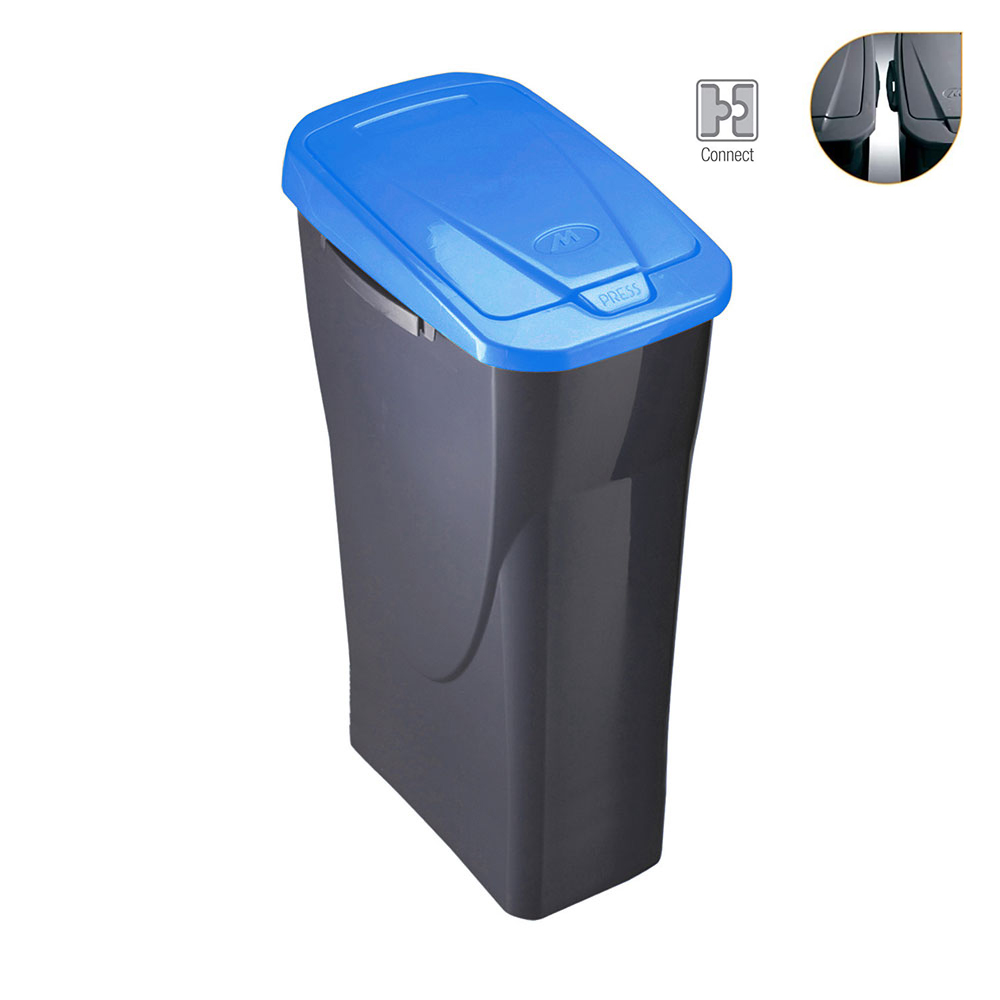 Balde de 25 litros ecobin com tampa de cor azul 21 5x36x51cm mondex