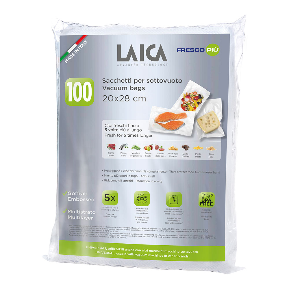 Kit 100uds. sacos de conservação em vácuo 20x28cm vt3501 laica