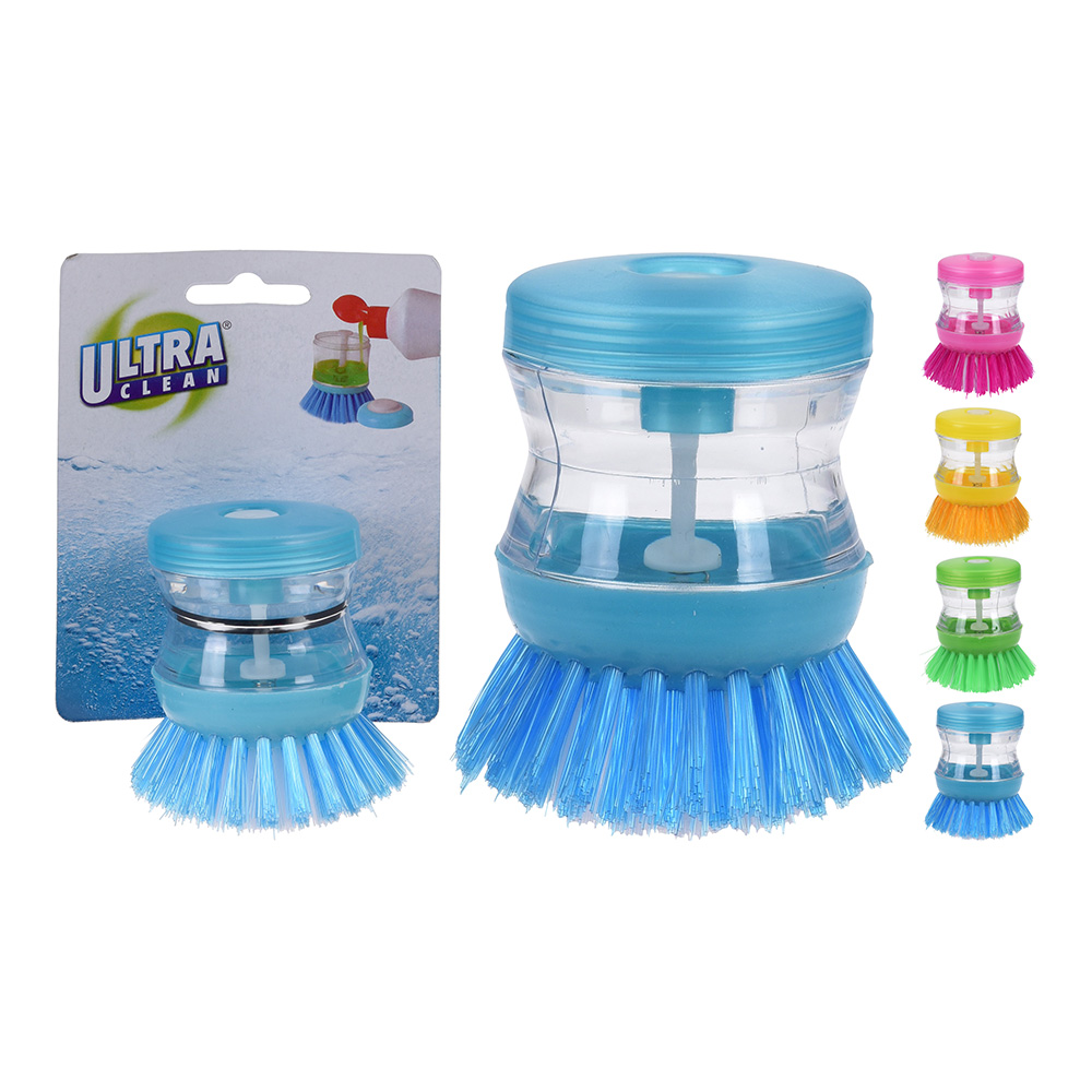 Escova de limpeza das mãos  para pratos  etc. com dispensador de sabão ø5x9cm cores distribuídas