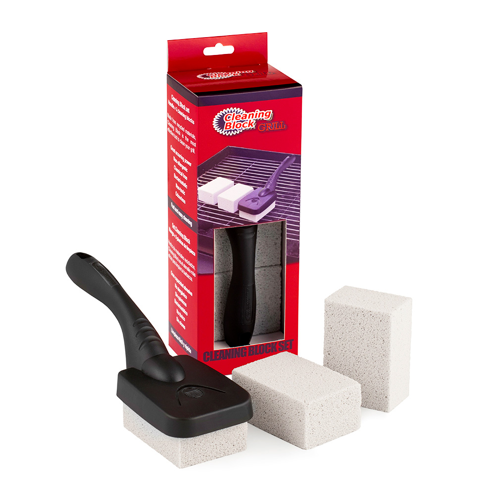 Set 3 cleaning block churrasqueiras com cabo em caixa individual