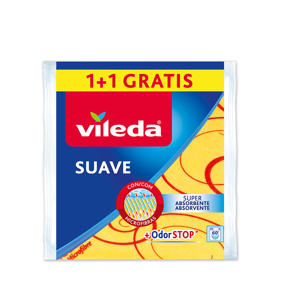 Pano amarelo suave 1+1 30% microfibra 148936 vileda