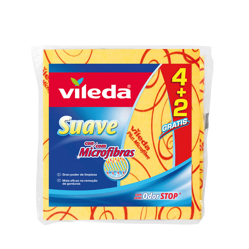 Pano amarelo suave 4+2 30% microfibra 142010 vileda