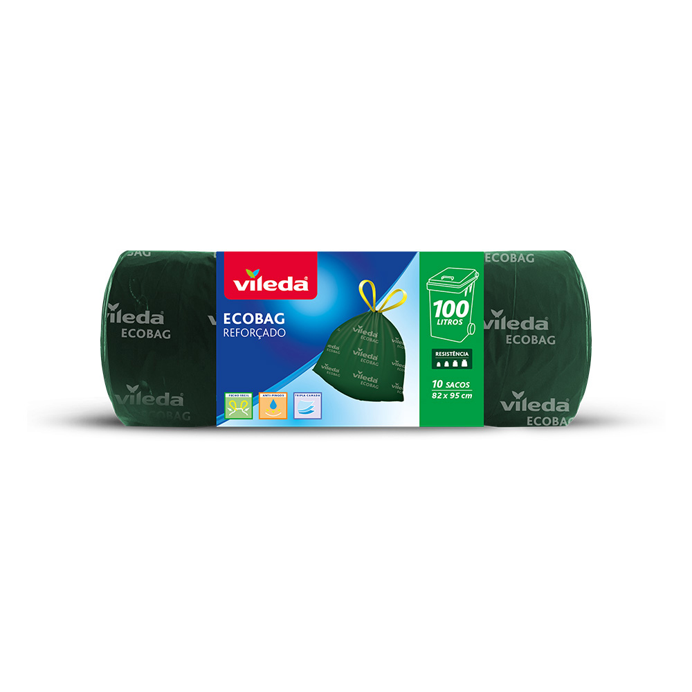 Saco para lixo ecobag 100l 100% reciclada 10 sacos 169307 vileda