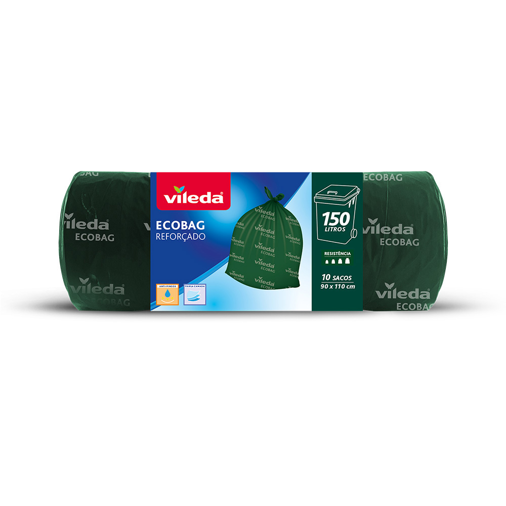 Saco para lixo ecobag 150l reforçado 10 sacos 152370 vileda