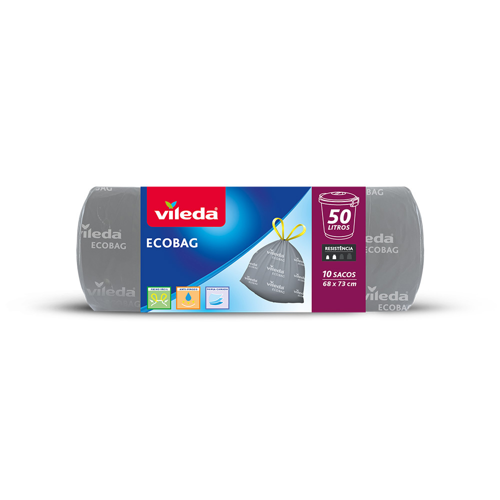 Saco para lixo ecobag 50l (10 sacos) 151988 vileda