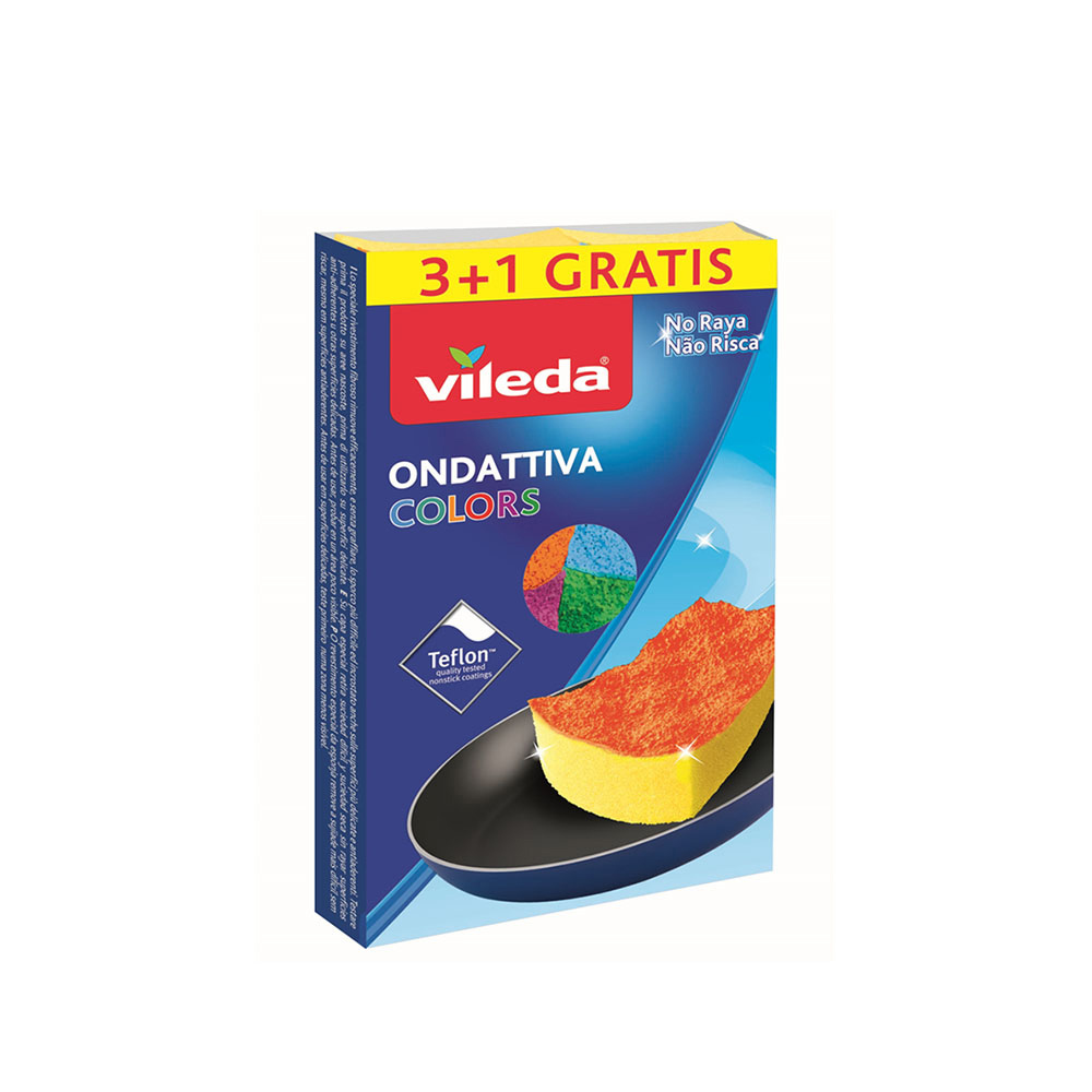 Esfregão de fibra com esponja colors 3+1 159534 vileda