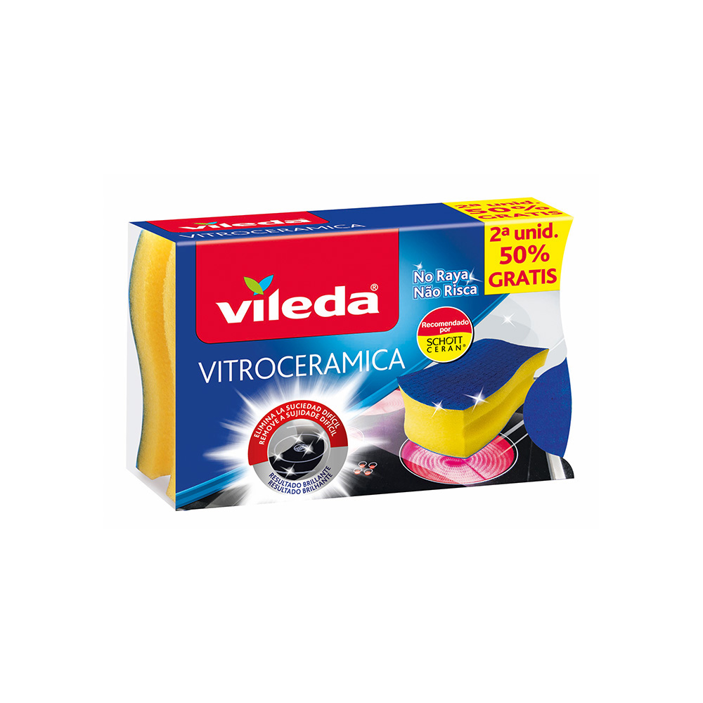 Esfregão salva unhas vitrocerâmica dupla com pano de microfibras 137091 vileda