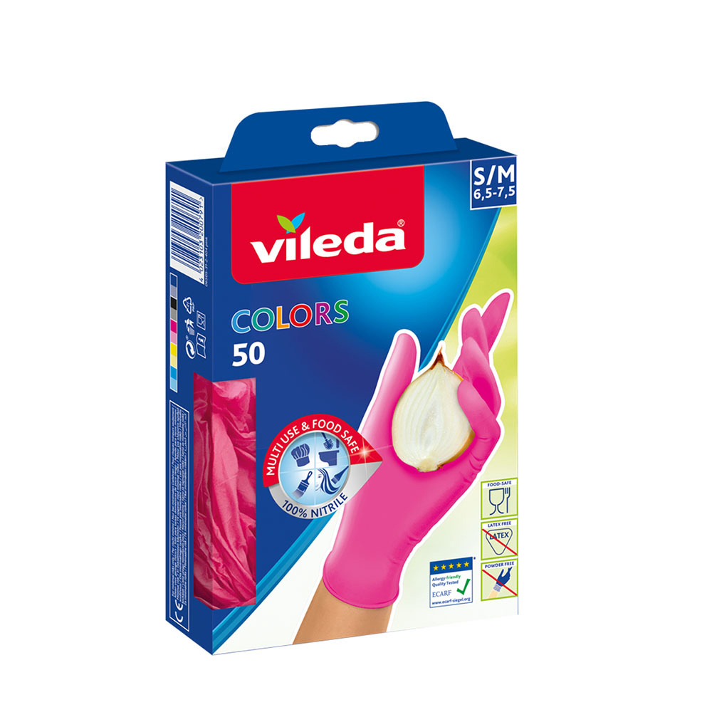 Luvas colors tamnho s/m 50 unid. 162533 vileda