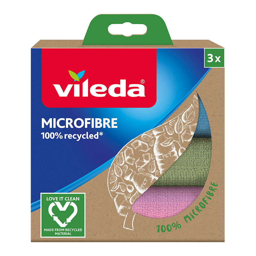 Pano de microfibra 100% reciclada 3 unid 168310 vileda
