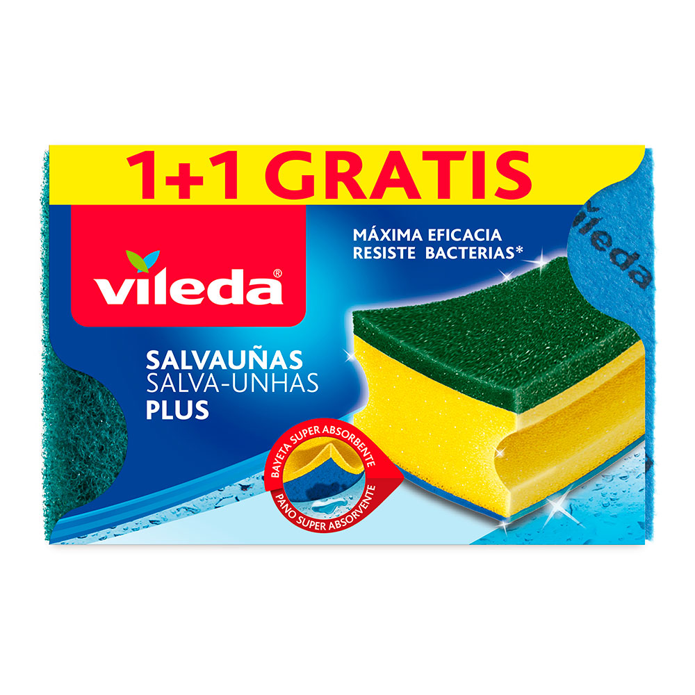Esfregão salva unhas plus anti bacterias 1+1 162590 vileda