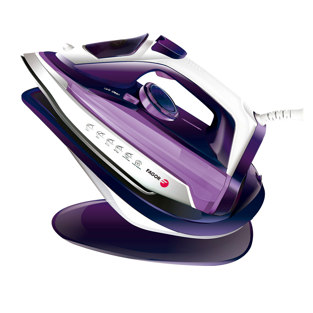 Ferro sem fios 2 em 1 com base 2600w roxo fagor 16x32 5x26 5cm