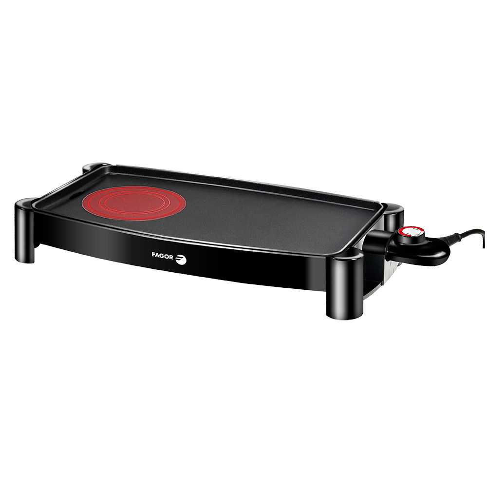 Grelhador anti-aderente 2200w com hot zone fagor 54x27x9cm