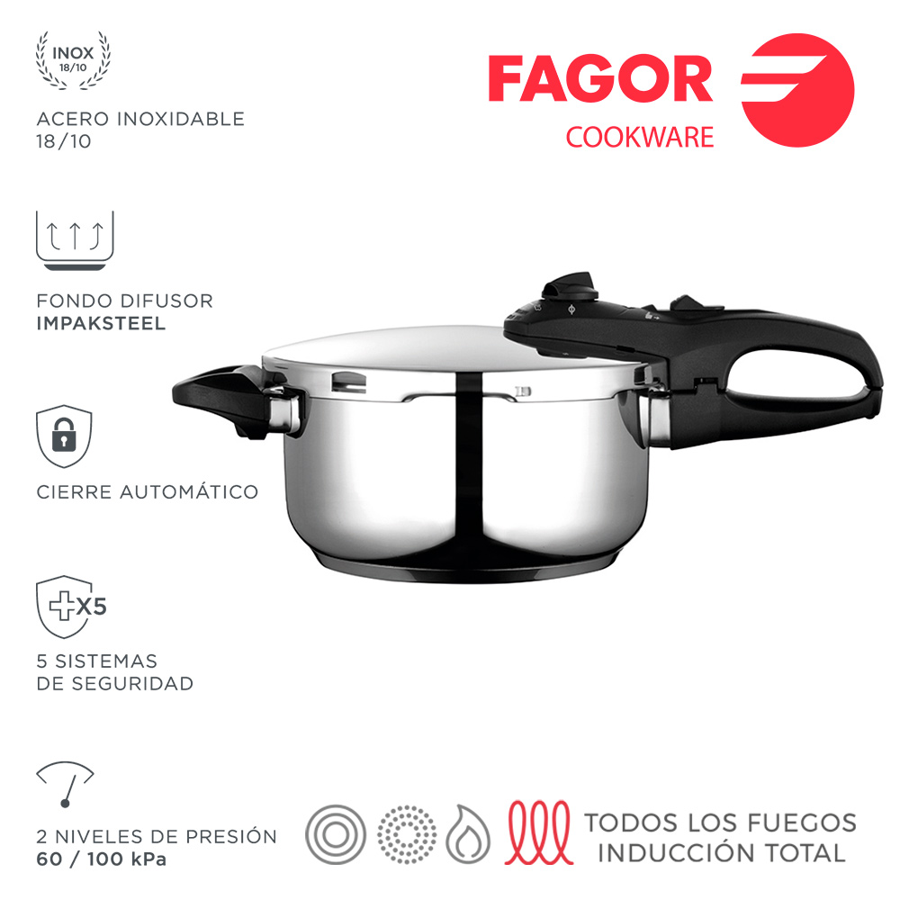 *ult.unidades*panela super rápida duo 8 l inox 18/10 fagor ø23x21cm