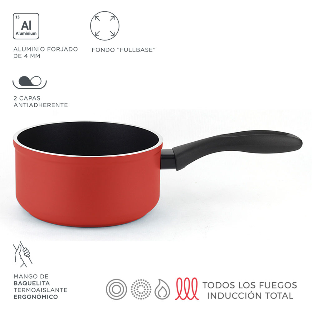 Panela máxima vermelha alumínio 3004 fagor ø16x8 3cm