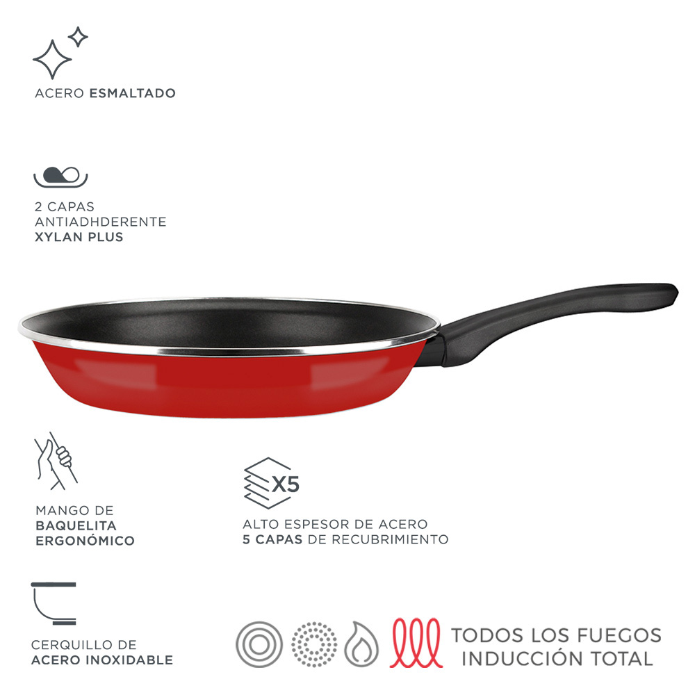 *s.of*frigideira optimax ø26cm vermelha aço aisi 430 fagor