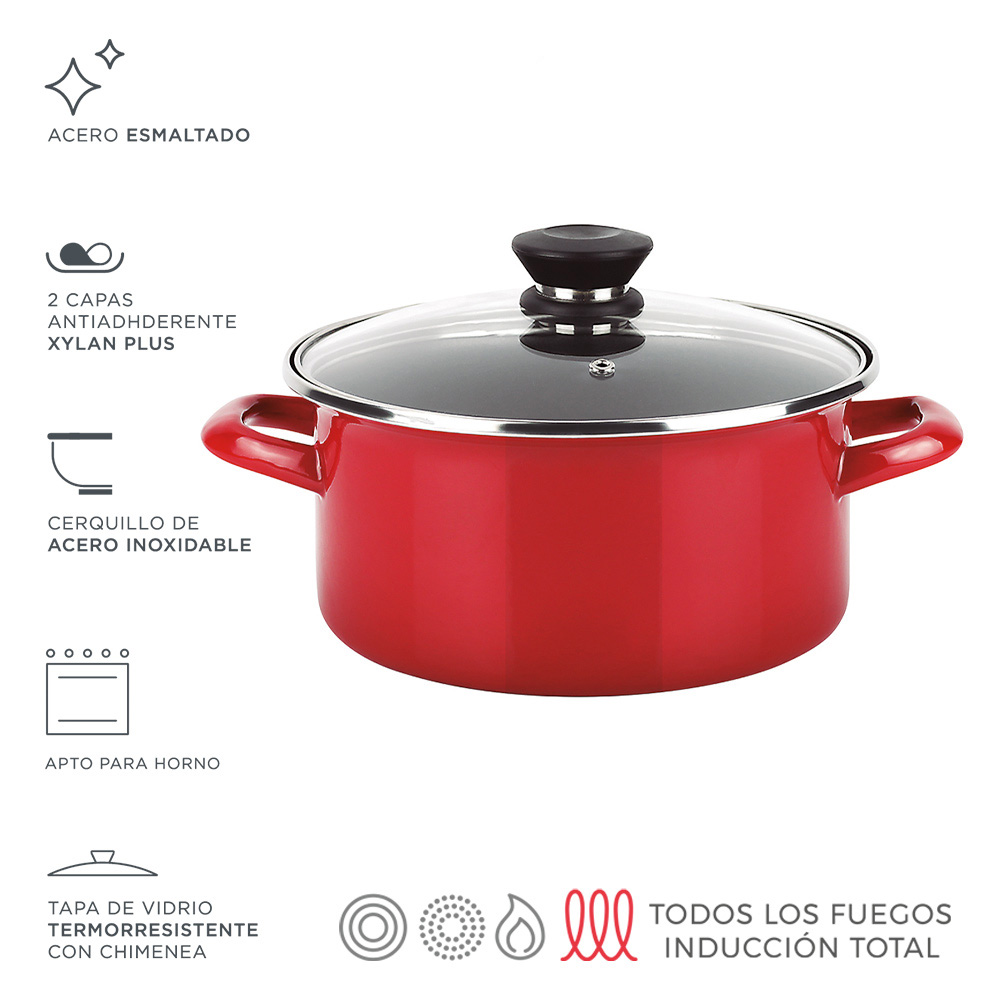 *s.of*panela optimax + tampa vermelha aço aisi 430 fagor ø20x10cm