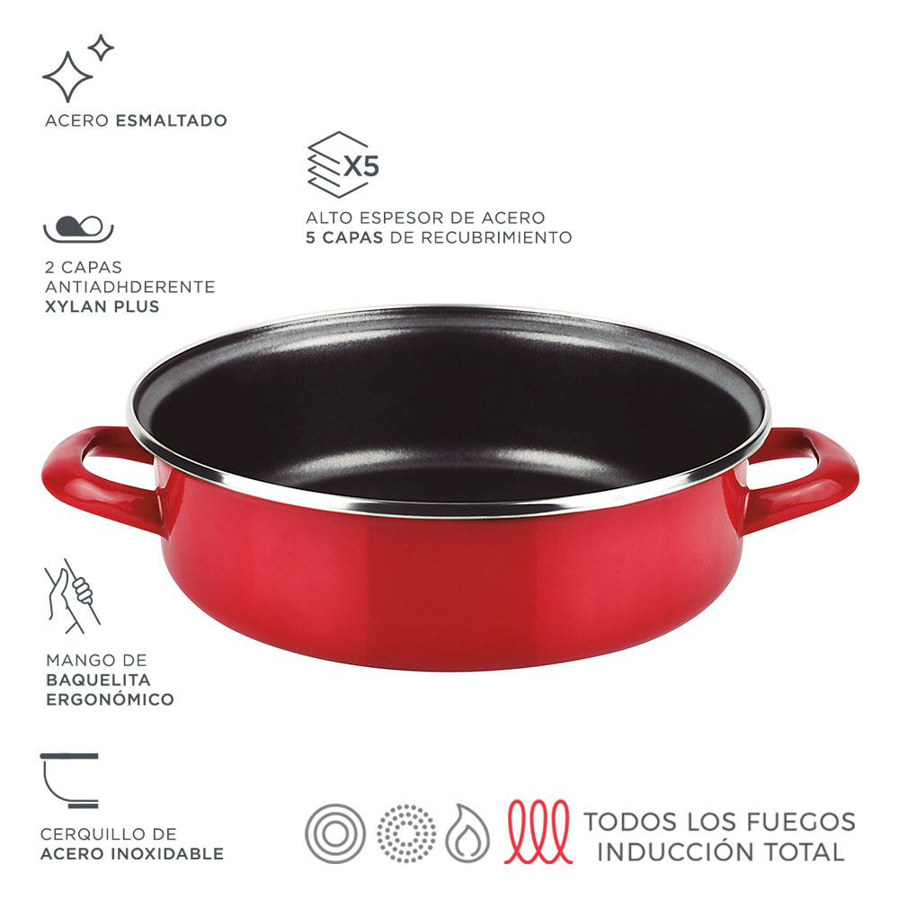 Panela de assar bolo optimax ø24cm vermelha aço aisi 430 fagor