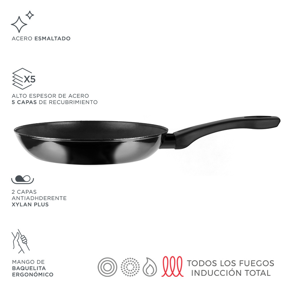 Frigideira indutherm ø28cm preta aço aisi 430 fagor