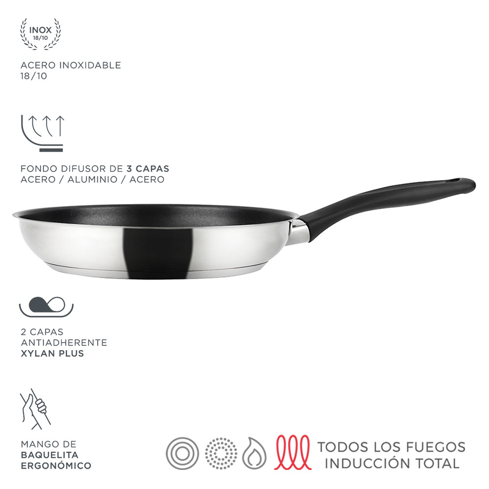 Ult. unidades frigideira inox enara ø26cm aço inoxidável 18/10 fagor