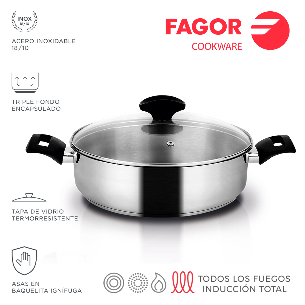 *ult.unidades*tarteira alaia + tampa ø24cm aço inox 18/10 fagor