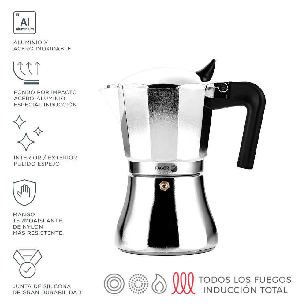 Cafeteira cupy 12 xicara de cafe alumínio 3004 fagor