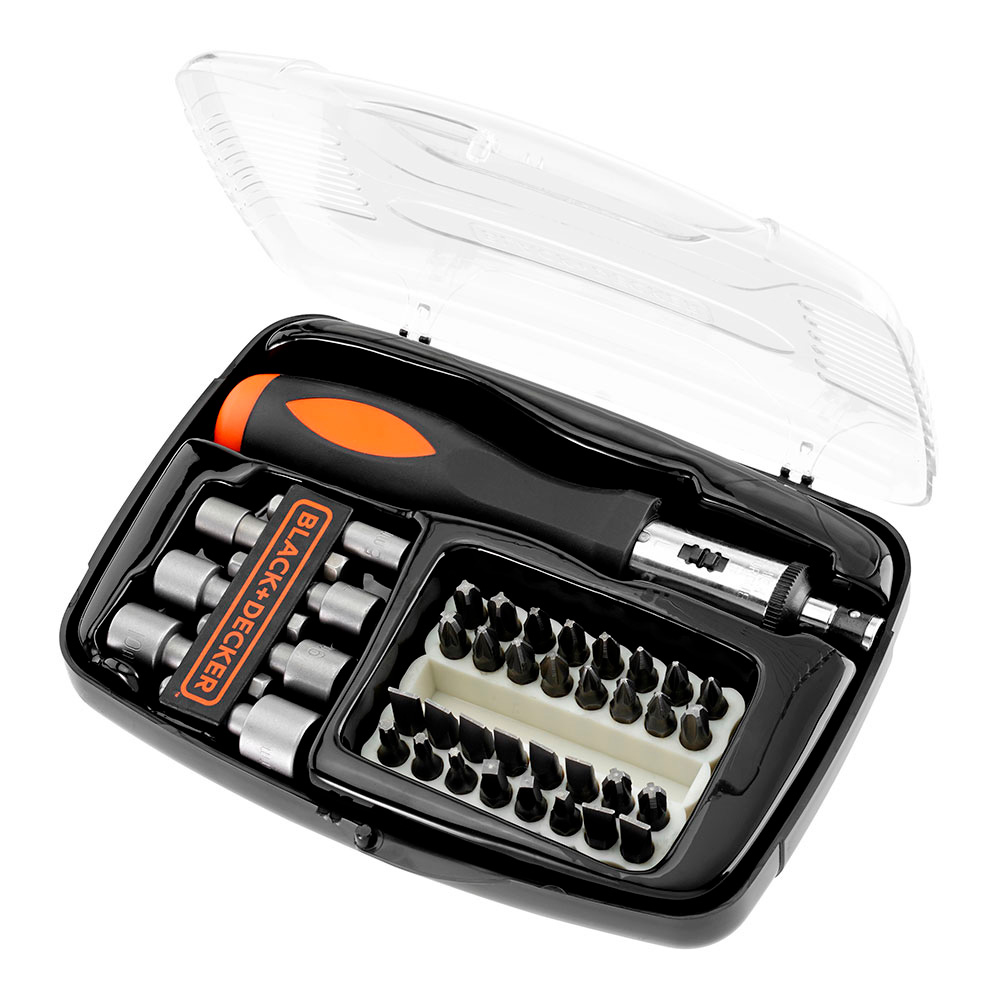 *s.of* jogo de 40 peças para aparafusar com aparafusadora de catraca a7062-xj black+decker