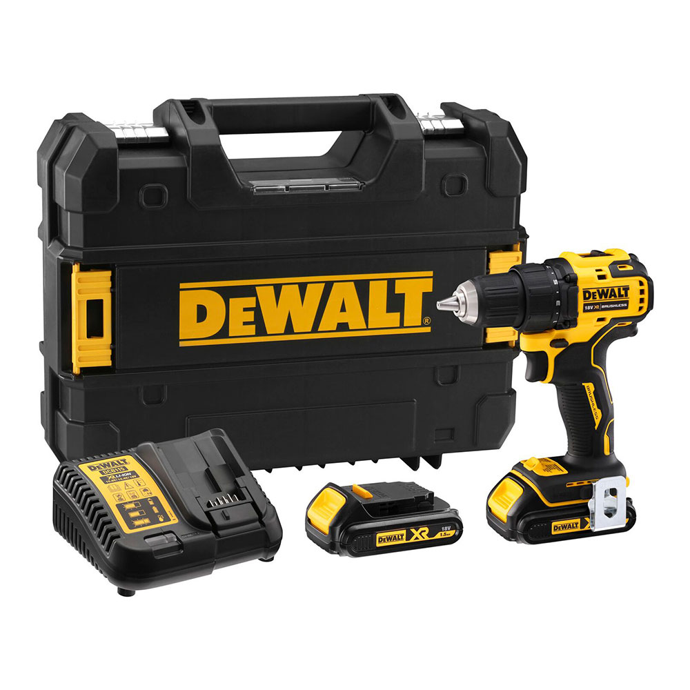 S.of. berbequim percutor sem escovas xr 18v 13mm  2 baterias  com mala dcd708s2t-qw dewalt