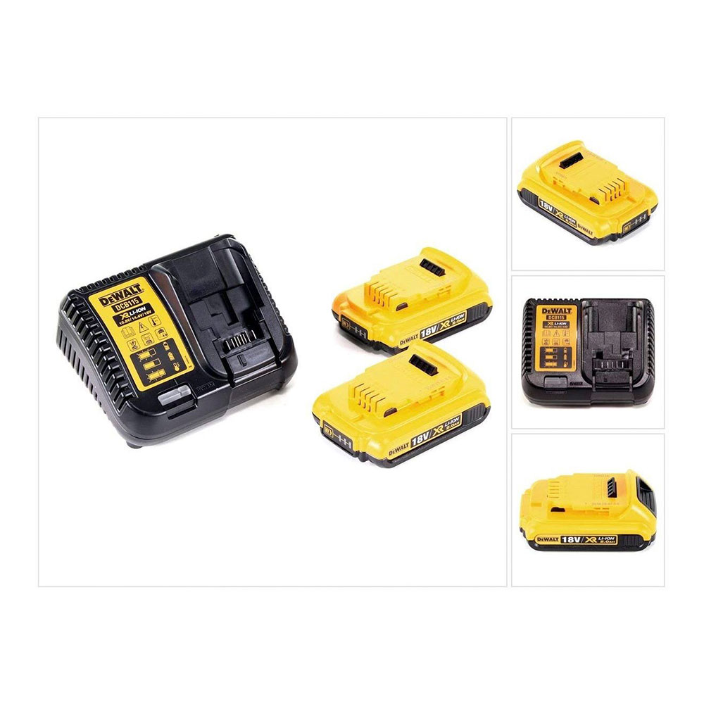 S.of. kit 2 baterias do carril xr 18v li-ion 2ah e carregador dcb115d2-qw dewalt