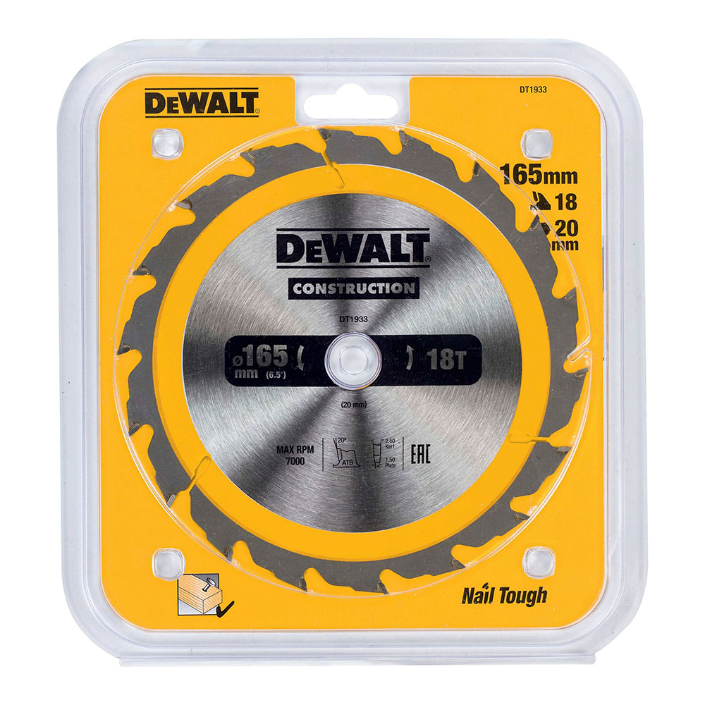 S.of. disco para construção ø165x20mm 18t (ac) dt1933-qz dewalt