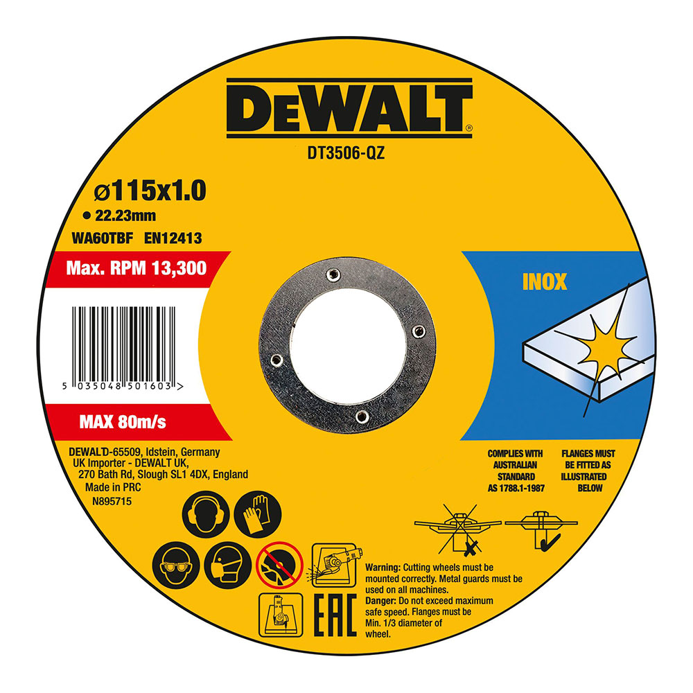 S.of. conjunto 10 discos de corte para aço inox.ø115x1x22 23mm dt3506-qz dewalt