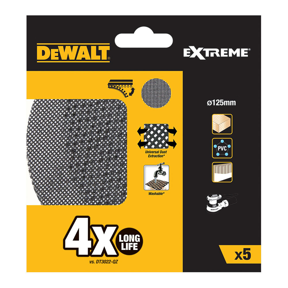 S.of. pack de 5 lixas de malha ø125mm grão 60 para lixadoras rotoorbitais dtm8560-qz dewalt