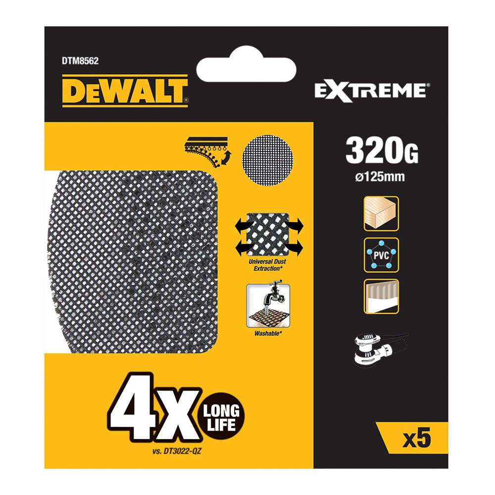S.of. pack de 5 lixas de malha ø125mm grão: 320 para lixadoras rotoorbitais dtm8562-qz dewalt