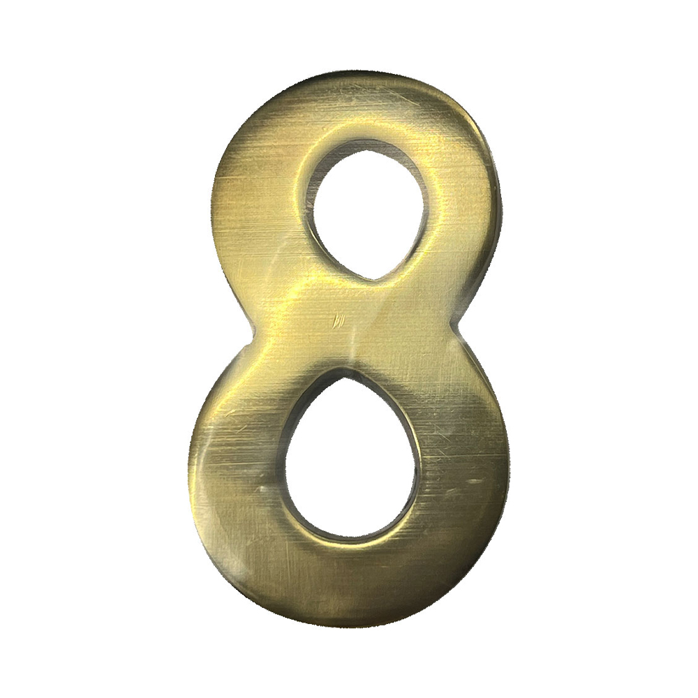 Numero 8 latão polido 10cm fixação invisivel