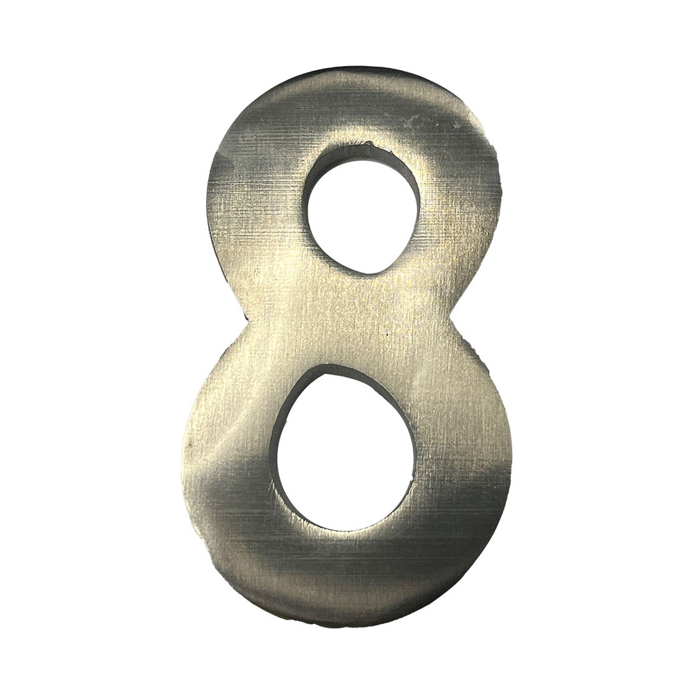 Numero 8 niquel mate 10cm fixação invisivel