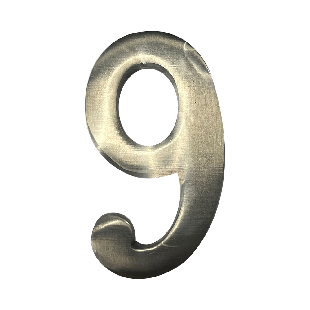 Numero 9 niquel mate 10cm fixação invisivel