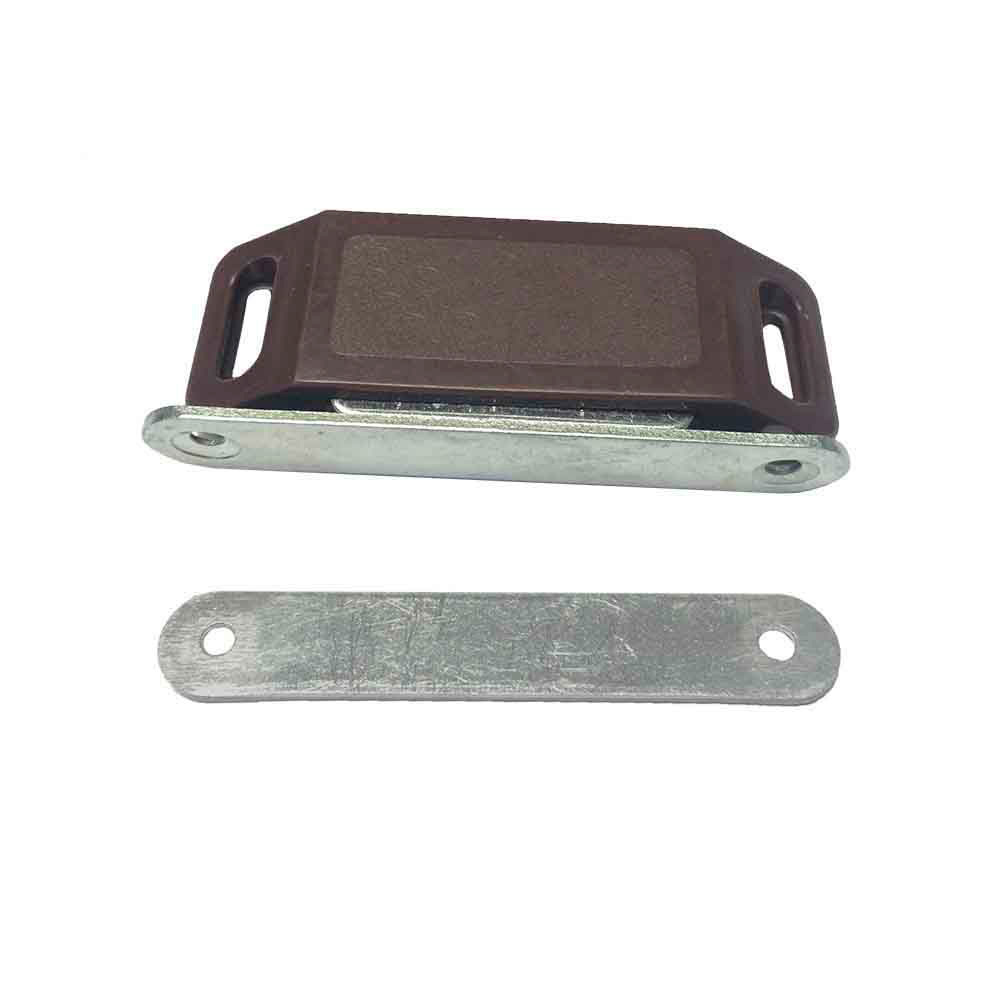 Bloqueador magnetico para porta marrom duas unidades 75x18mm