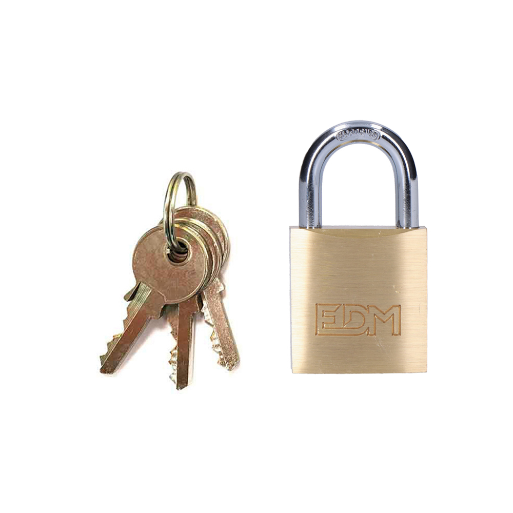 Cadeado em latao arco normal 30x17mm em blister edm