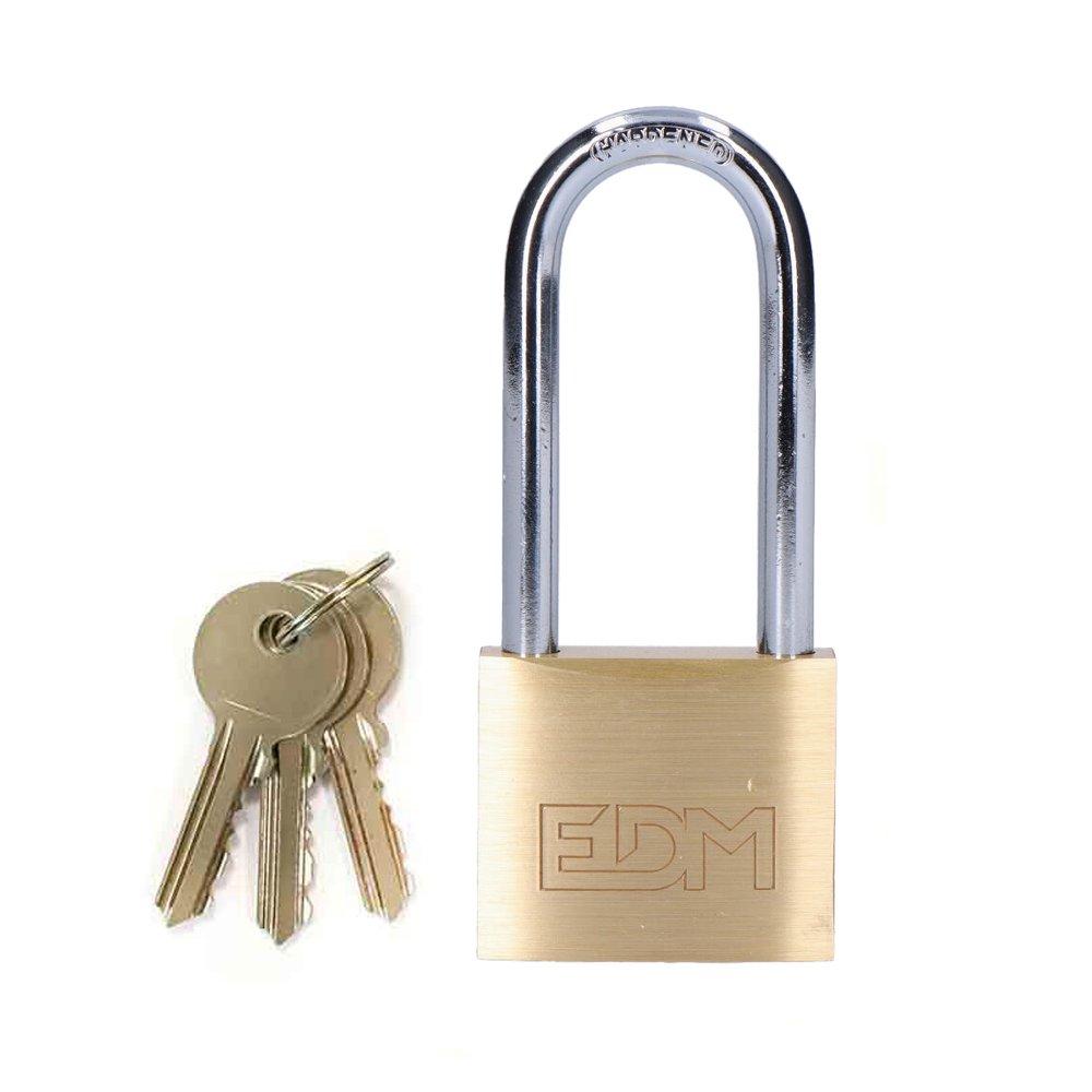 Cadeado em latao arco comprido 30x60mm em blister edm